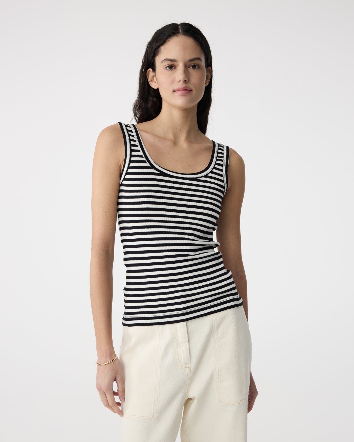 Evi Top | Off White Stripe