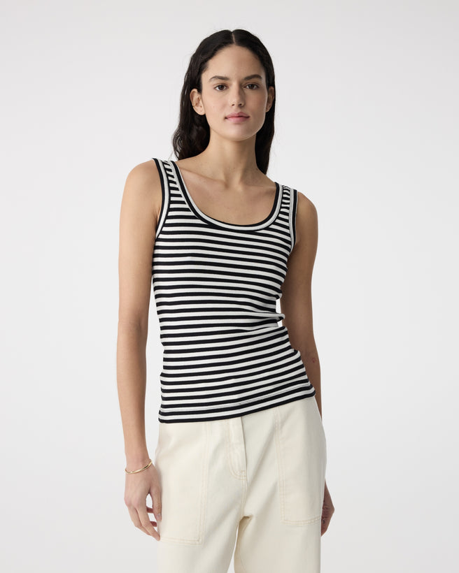 Evi Top | Off White Stripe