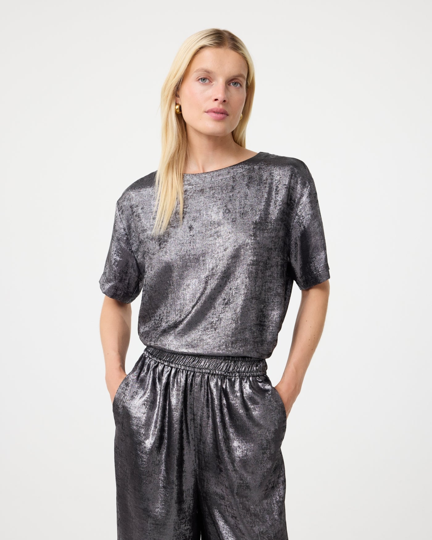 Varah Top | Metallic Grey