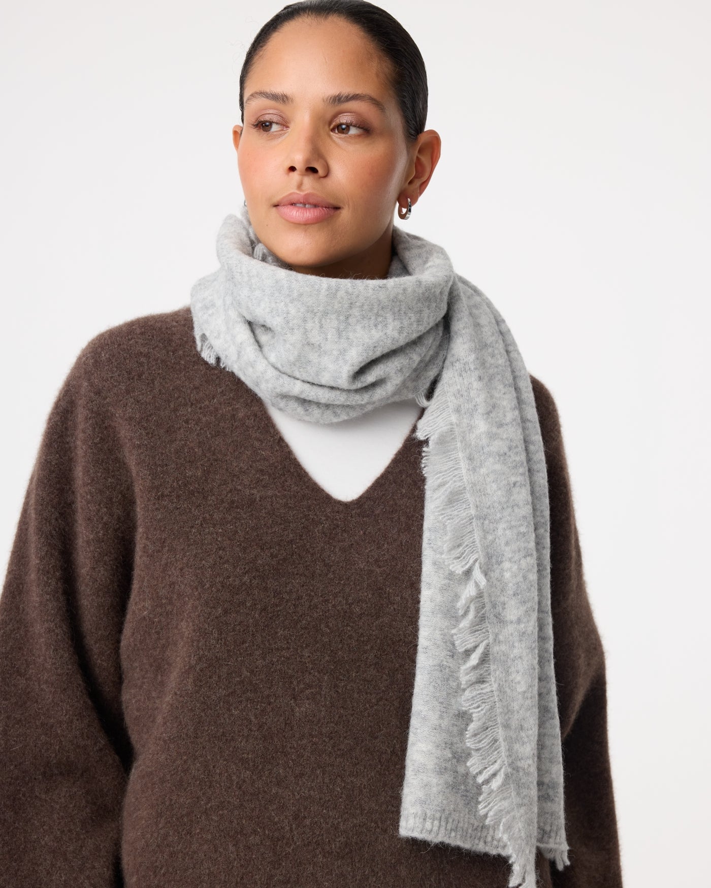 Fringe Scarf | Grey Melange