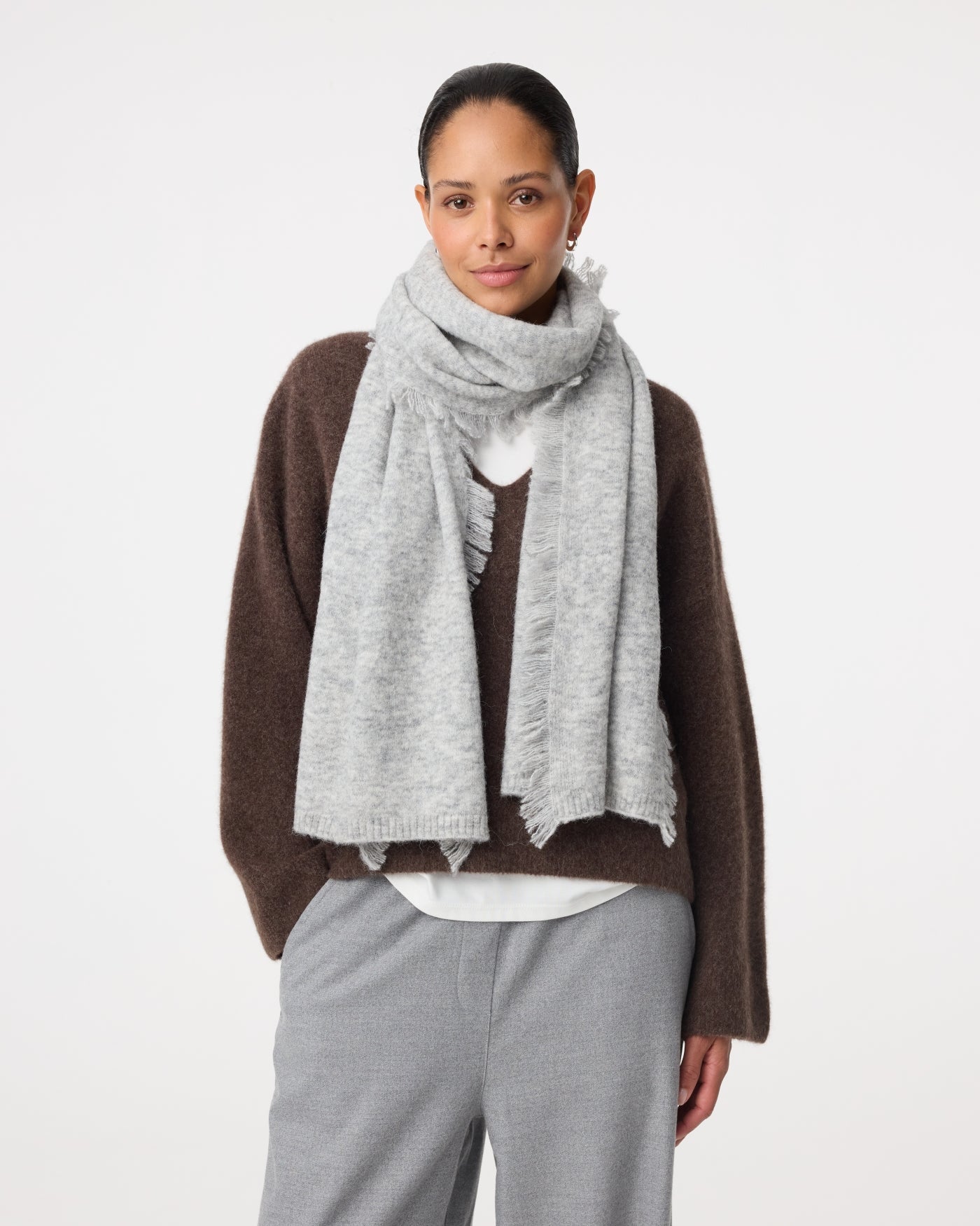 Fringe Scarf | Grey Melange