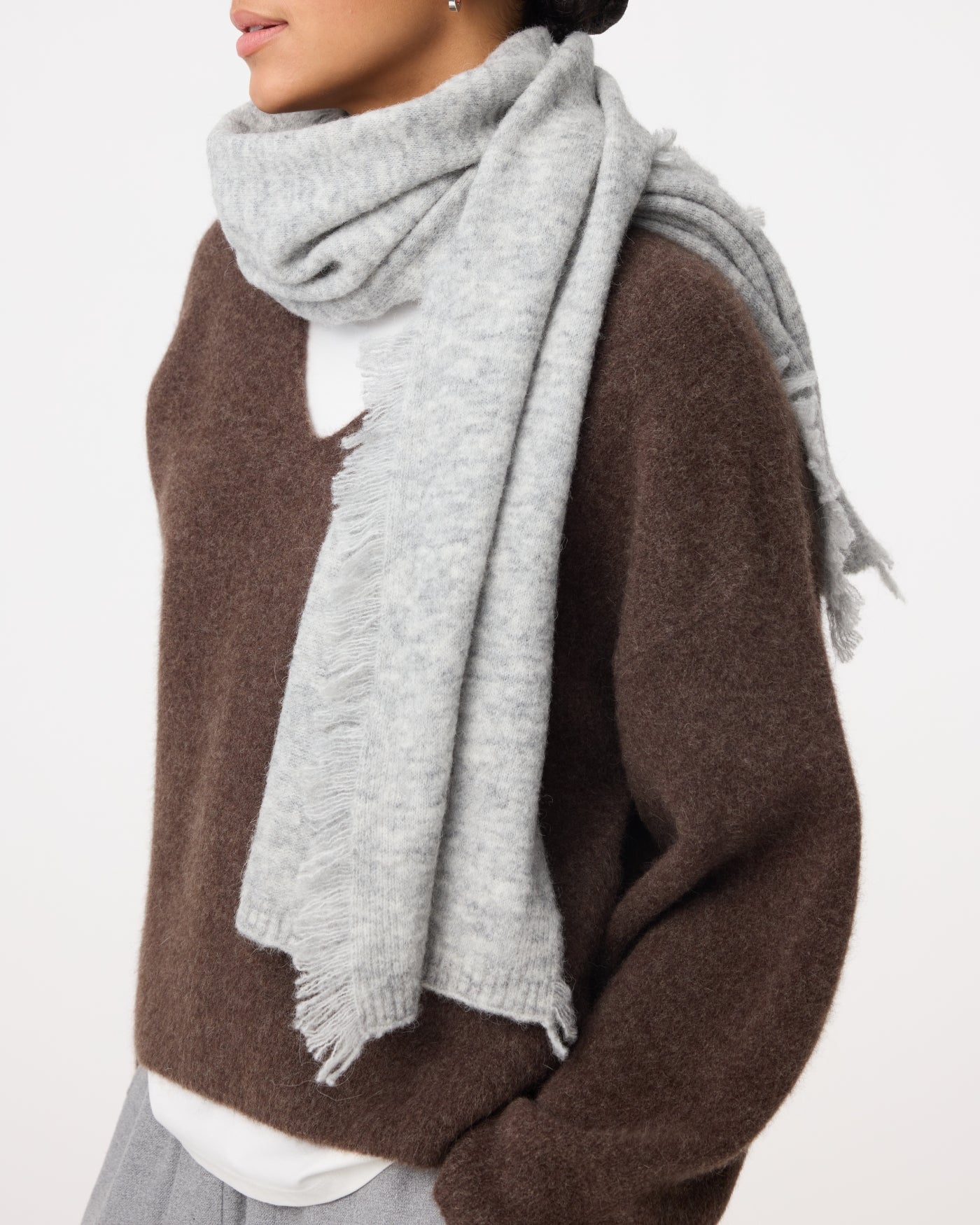 Fringe Scarf | Grey Melange